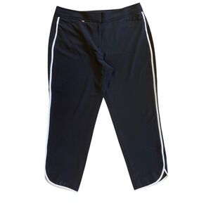 White House Black Market Taper Ankle Pants Black White Trim Size 14R Office Work